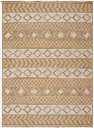 Livabliss Mystery Jute Cotton Flatweave Area Rug with Fringe Bohemian Farmhouse Entryway Accent Tan, Beige 27" x 45" MYS2302-2745
