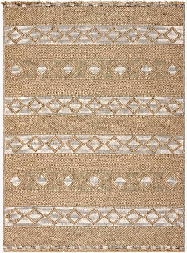 Livabliss Mystery Jute Cotton Flatweave Area Rug with Fringe Bohemian Farmhouse Entryway Accent Tan, Beige 27" x 45" MYS2302-2745