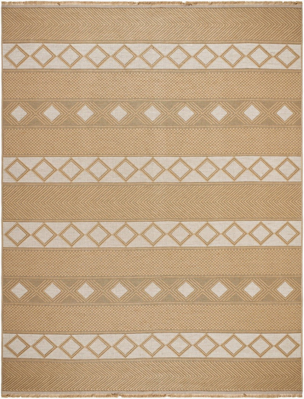 Livabliss Mystery Jute Cotton Flatweave Area Rug with Fringe Bohemian Farmhouse Entryway Accent Tan, Beige 7'9" x 10' MYS2302-7910