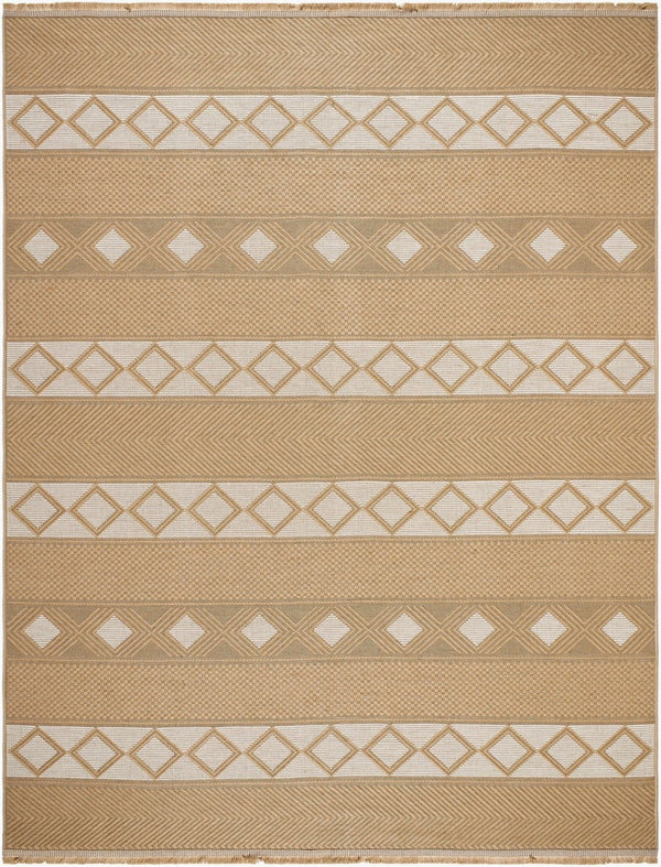 Livabliss Mystery Jute Cotton Flatweave Area Rug with Fringe Bohemian Farmhouse Entryway Accent Tan, Beige 7'9" x 10' MYS2302-7910