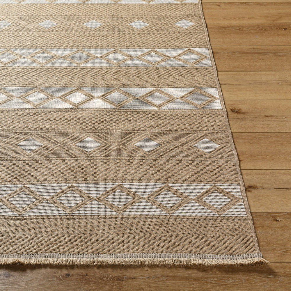 Livabliss Mystery Jute Cotton Flatweave Area Rug with Fringe Bohemian Farmhouse Entryway Accent Tan, Beige 7'9" x 10' MYS2302-7910