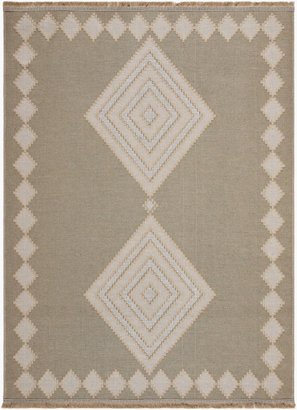 Livabliss Mystery Jute Cotton Flatweave Rug Bohemian Fringe Accent for Entryways and Hallways Tan, Light Beig 6'6" x 9' MYS2304-669