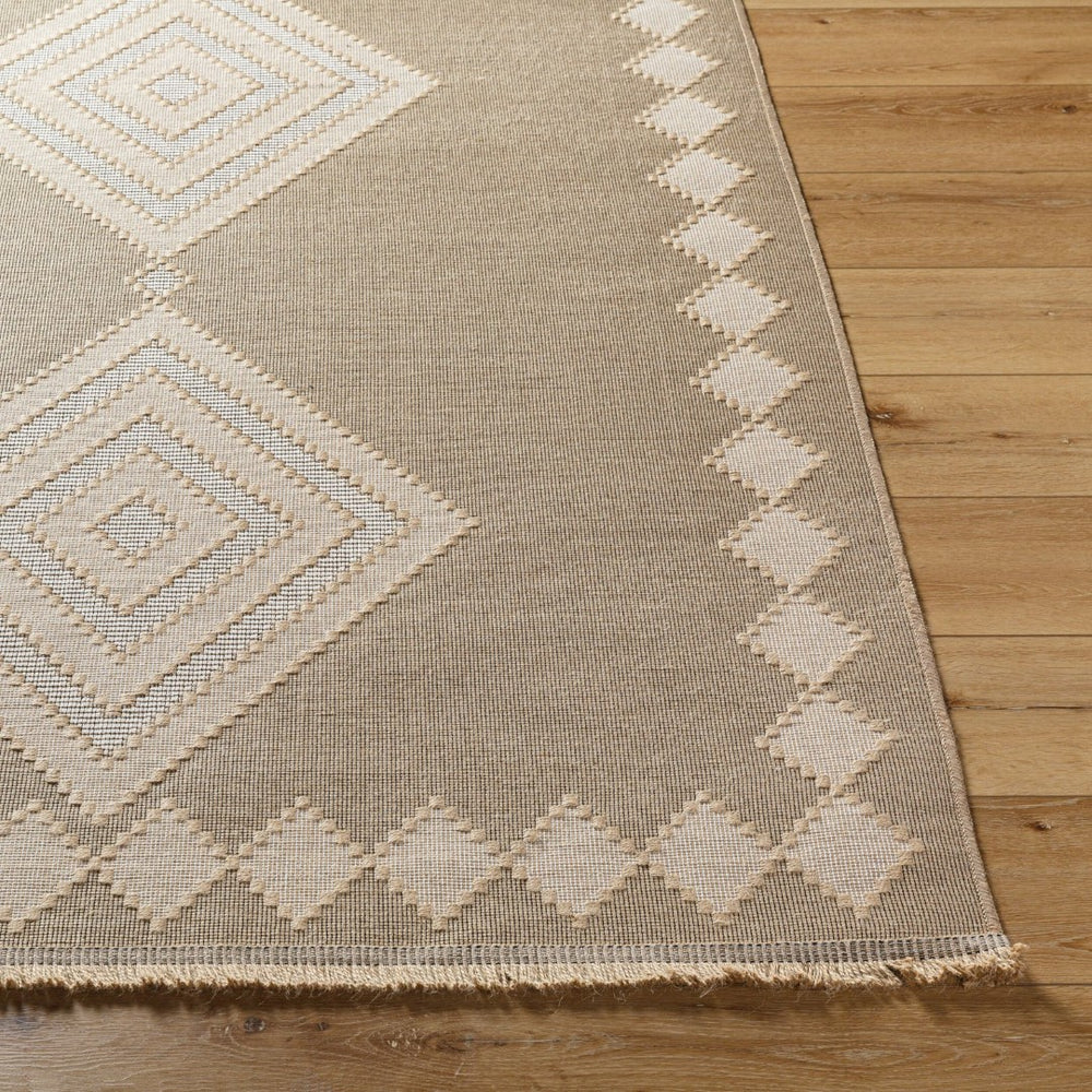 Livabliss Mystery Jute Cotton Flatweave Rug Bohemian Fringe Accent for Entryways and Hallways Tan, Light Beig 6'6" x 9' MYS2304-669