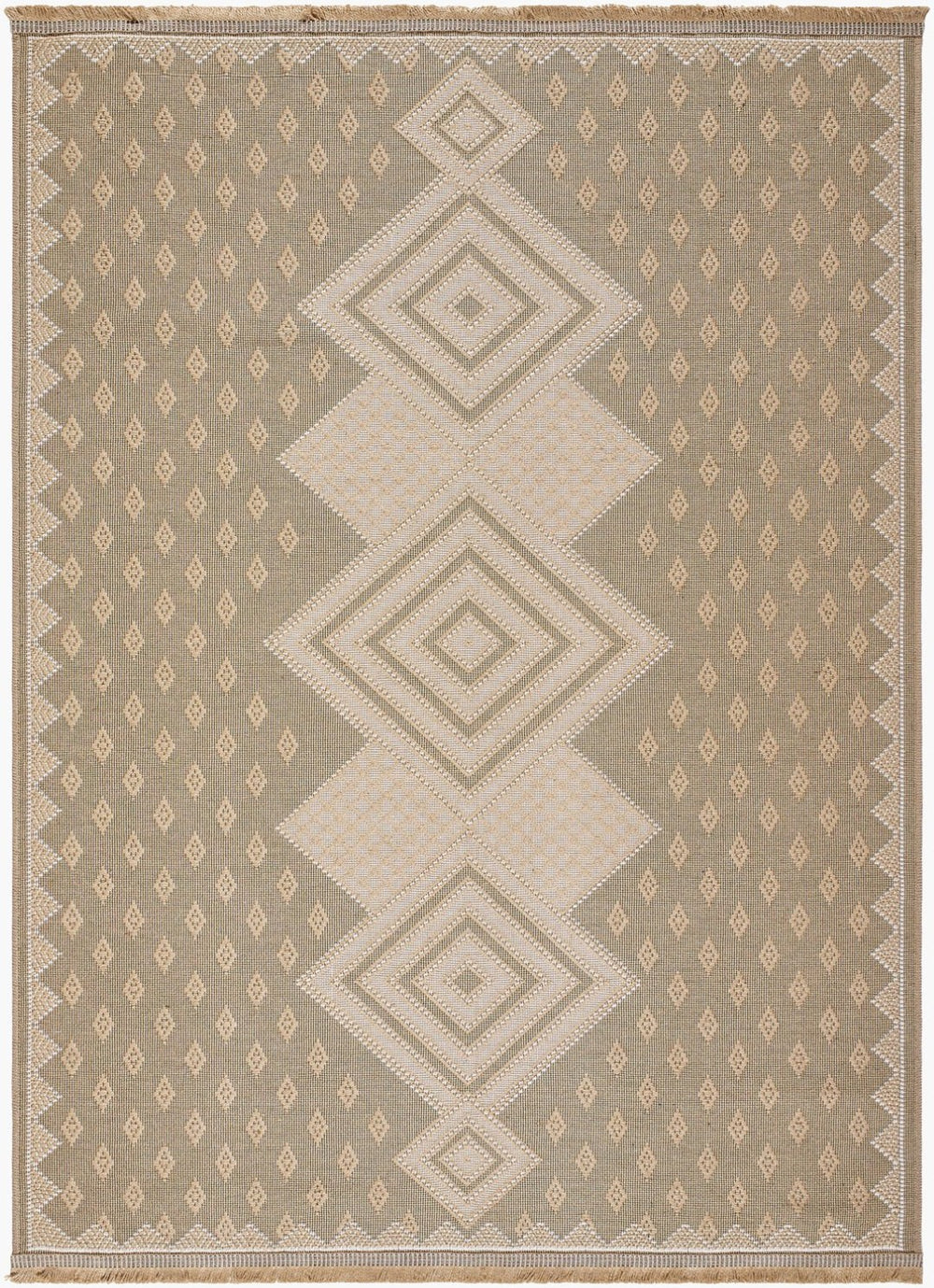 Livabliss Mystery Jute Cotton Flatweave Rug with Fringe Bohemian Accent for Entryways and Hallways Tan, Beige 6'6" x 9' MYS2305-669