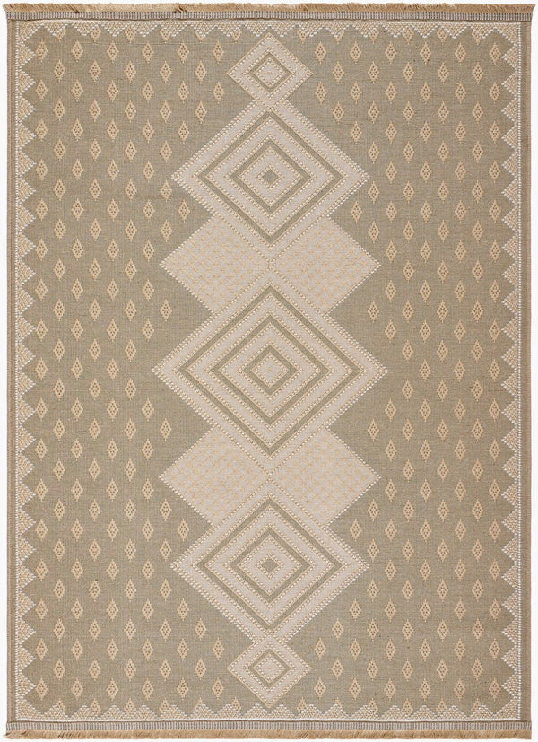 Livabliss Mystery Jute Cotton Flatweave Rug with Fringe Bohemian Accent for Entryways and Hallways Tan, Beige 6'6" x 9' MYS2305-669