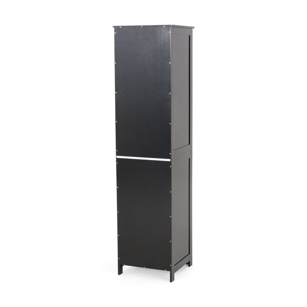 English Elm Christopher Knight Home® - BATHROOM Linen Tower Cabinet with Faux Wood Finish, Modern Slim Vertical Slat Design, Storage Organizer Black 66606.00BLK