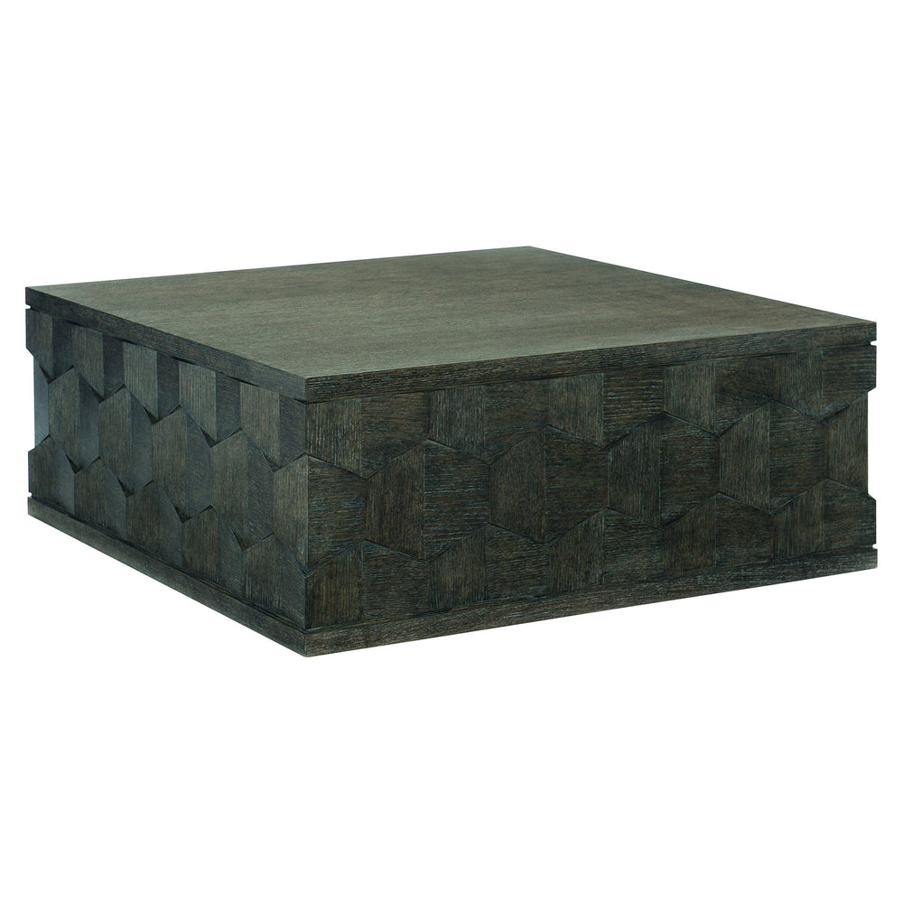 Bernhardt Bernhardt Linea Square Cocktail Table — Cerused Charcoal Oak, Faceted Veneer, Casters, Rustic Modern Elegance 384011B