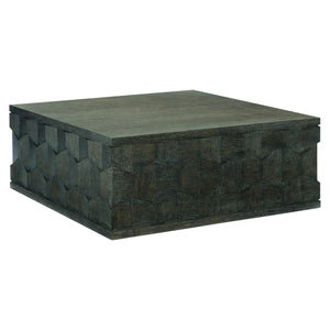 Bernhardt Bernhardt Linea Square Cocktail Table — Cerused Charcoal Oak, Faceted Veneer, Casters, Rustic Modern Elegance 384011B