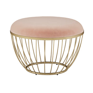 Homelegance By Top-Line Ernesto Fabric Upholstered Round Ottoman Pink Velvet