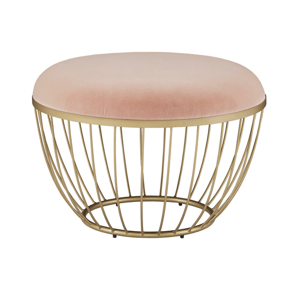 Homelegance By Top-Line Ernesto Fabric Upholstered Round Ottoman Pink Velvet