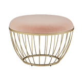 Homelegance By Top-Line Ernesto Fabric Upholstered Round Ottoman Pink Velvet