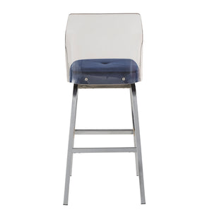 Homelegance By Top-Line Darrion Velvet Bar Height Swivel Stools (Set of 2) Blue Metal