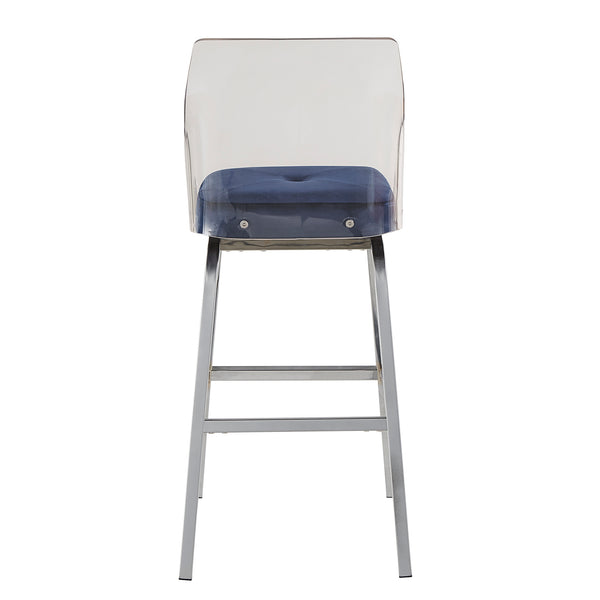 Homelegance By Top-Line Darrion Velvet Bar Height Swivel Stools (Set of 2) Blue Metal