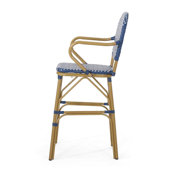 English Elm Outdoor Bistro Wicker Barstools Set of 2 Rust Resistant Aluminum Patio Bar Seating 72605.00