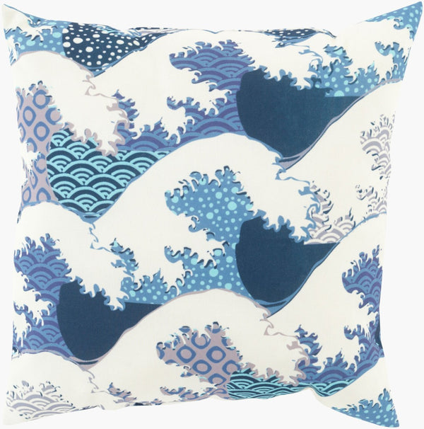 Livabliss Mizu Woven Geometric Throw Pillow Polyester Square Accent for Sofa or Bed Aqua, Ivory 18"L x 18"W MZ015-1818