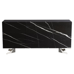 Bernhardt Bernhardt Imani Buffet With Nero Marquina Stone Overlays, Onyx Finish, Soft-Close Doors, Sleek Base 316136