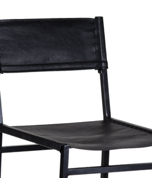 Porter Designs Porter Remy Full-grain Leather Bar Stool In Black – Modern Comfort Meets Rustic Charm And Style Black Metal 07-108-24-8756