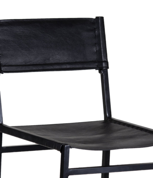 Porter Designs Porter Remy Full-grain Leather Bar Stool In Black – Modern Comfort Meets Rustic Charm And Style Black Metal 07-108-24-8756