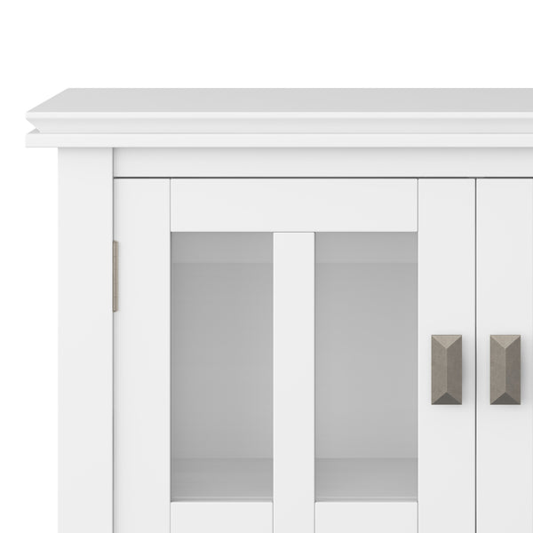 English Elm Artisan Low Storage Cabinet - Handcrafted White Wood With Glass Doors For Versatile Home Organization B136P158399