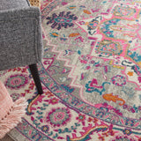 Nourison Passion PSN20 Machine Made Power-loomed Floral Border Indoor Only Bohemian  Rug Light Grey,Pink, Grey and Pink 100% Polypropylene 99446765215