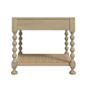 A.R.T. Furniture Haven Rustic End Table with Rattan Shelf, Natural Sun Oak Finish, Stylish Storage & Versatile Design 339304-2325