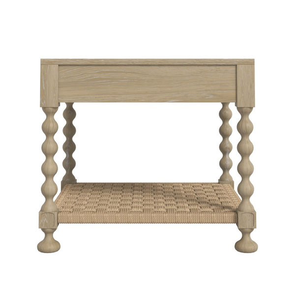 A.R.T. Furniture Haven Rustic End Table with Rattan Shelf, Natural Sun Oak Finish, Stylish Storage & Versatile Design 339304-2325