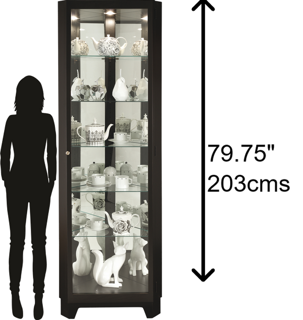 Hekman Furniture 680631 Melissa Iv Curio Cabinet - Elegant Corner Design With Interior Lighting & Adjustable Shelves Black Satin Melissa Iv Corner Curio Cabinet 680631