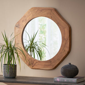 Christopher Knight Home® - Noble House - Kamin Rustic Handcrafted Acacia Wood Round Wall Mirror, Natural