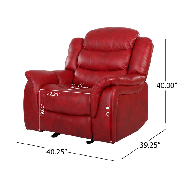 English Elm Christopher Knight Home® - Classic Glider Recliner with Luxurious PU Upholstery, Spacious Seat, Durable Frame, Ultimate Comfort Ox Blood Red 57412.00RED