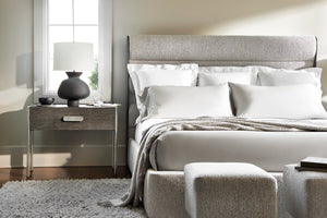 Bernhardt Bernhardt Prado Nightstand — Porcini Wood Drawer, Bright Graphite Cast-Aluminum Legs, Usb Charging, Soft-Close 324218B