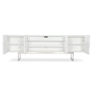 Bernhardt Bernhardt Penrose Credenza With Floral Plaster Fronts, Polished Stainless Base, Soft-Close Storage (96) 301870
