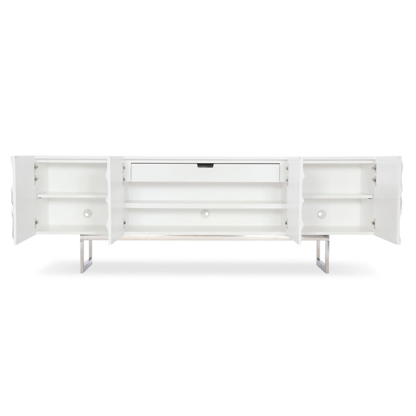 Bernhardt Bernhardt Penrose Credenza With Floral Plaster Fronts, Polished Stainless Base, Soft-Close Storage (96) 301870