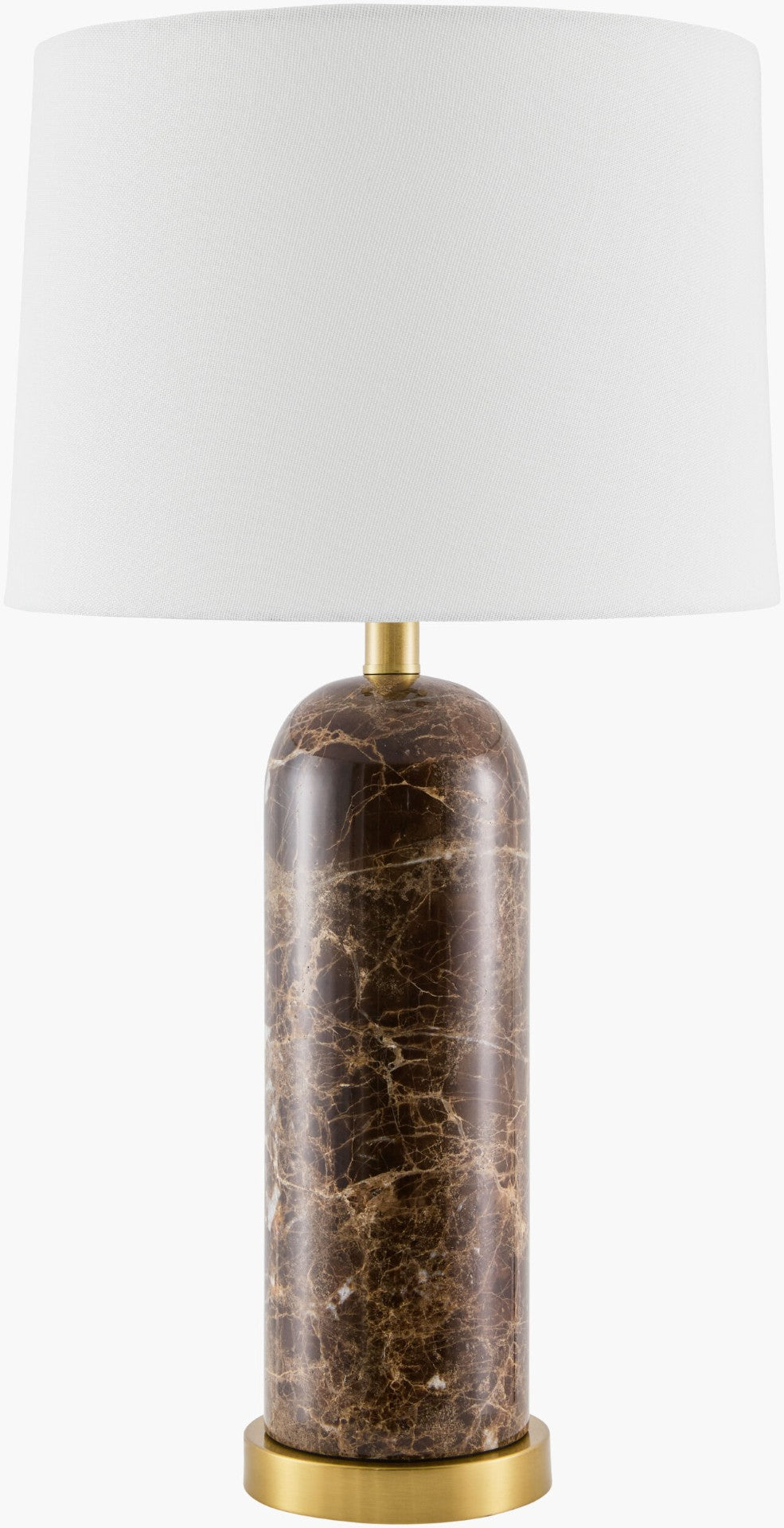 Surya Marzia Solid Marble Base Table Lamp with Dual Linen Shade for Bedroom or Living Room MZI-001
