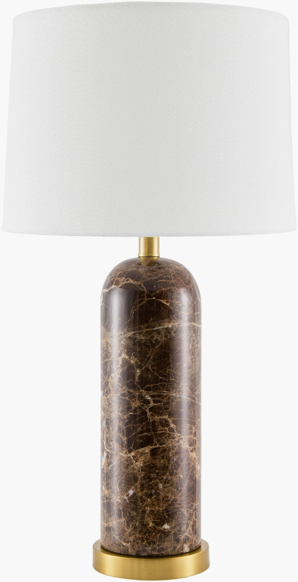 Surya Marzia Solid Marble Base Table Lamp with Dual Linen Shade for Bedroom or Living Room MZI-001