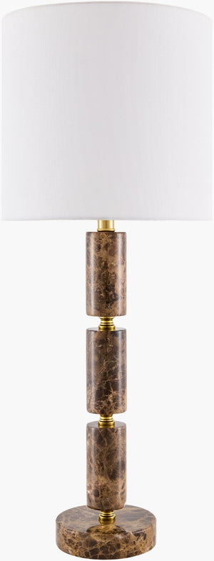 Surya Marzia Marble Base Table Lamp with Linen Shade for Warm Ambient Bedroom Glow MZI-003