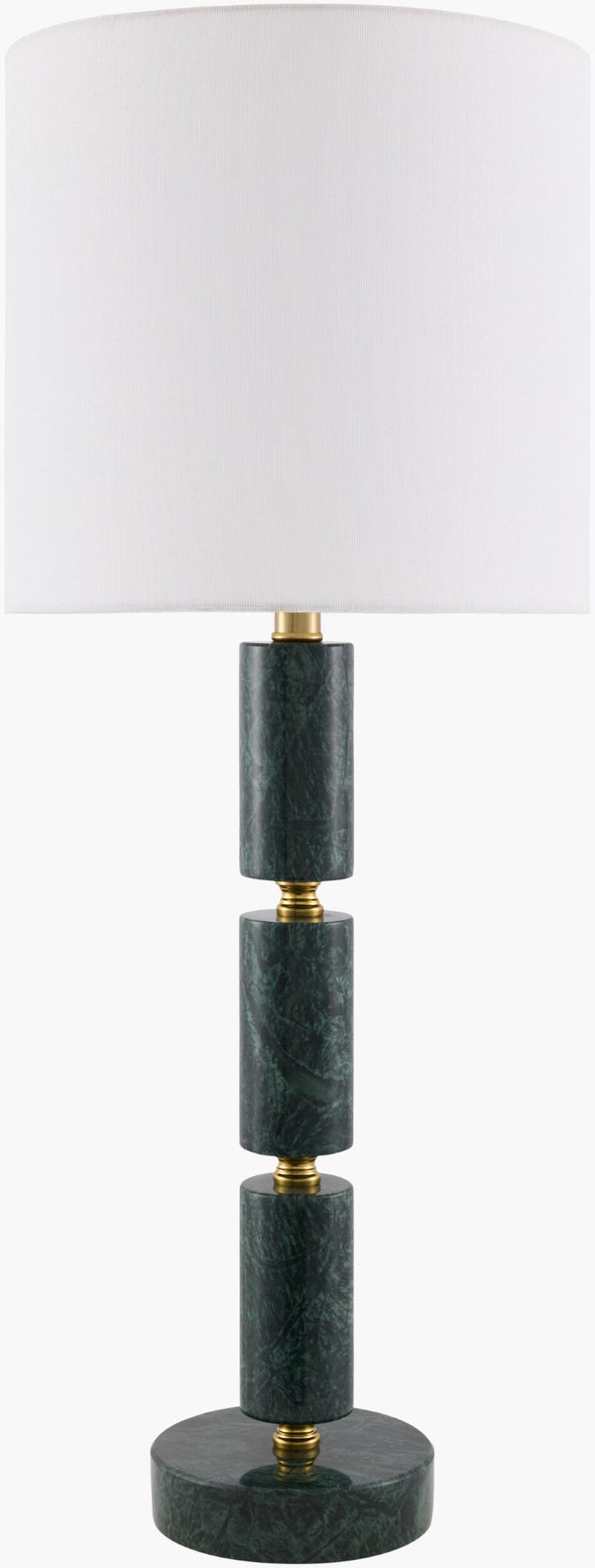 Surya Marzia Marble Base Table Lamp with Linen Shade Warm Ambient Glow for Bedroom or Desk MZI-004