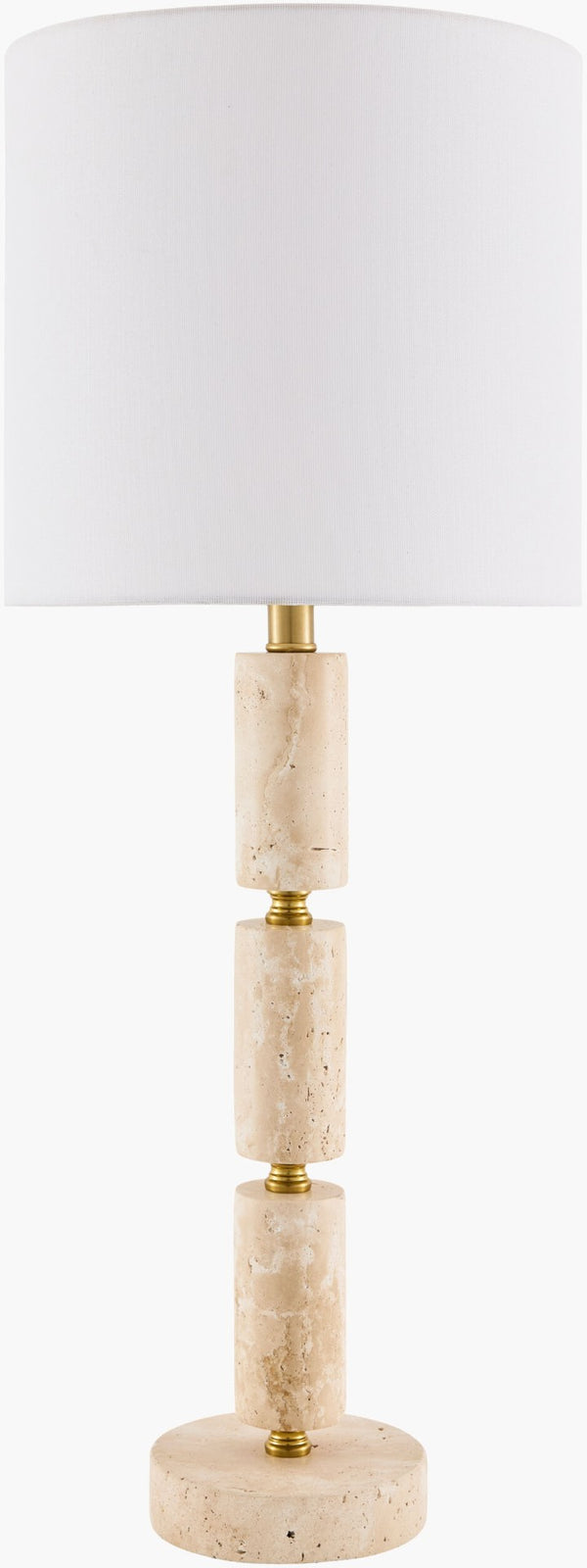 Surya Marzia Veined Marble Table Lamp with Linen Shade for Bedside or Living Room MZI-005