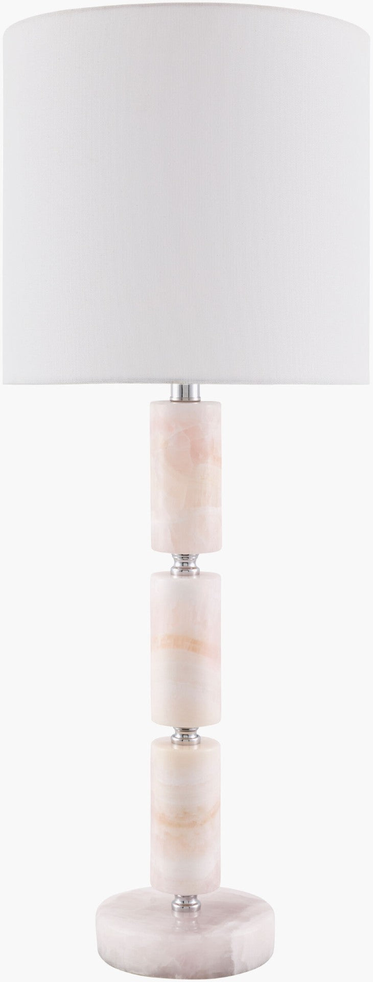 Surya Marzia Marble Base Table Lamp with Linen Shade for Bedroom or Living Room Ambiance MZI-006