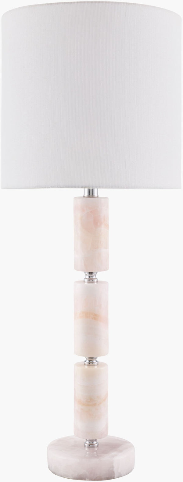 Surya Marzia Marble Base Table Lamp with Linen Shade for Bedroom or Living Room Ambiance MZI-006