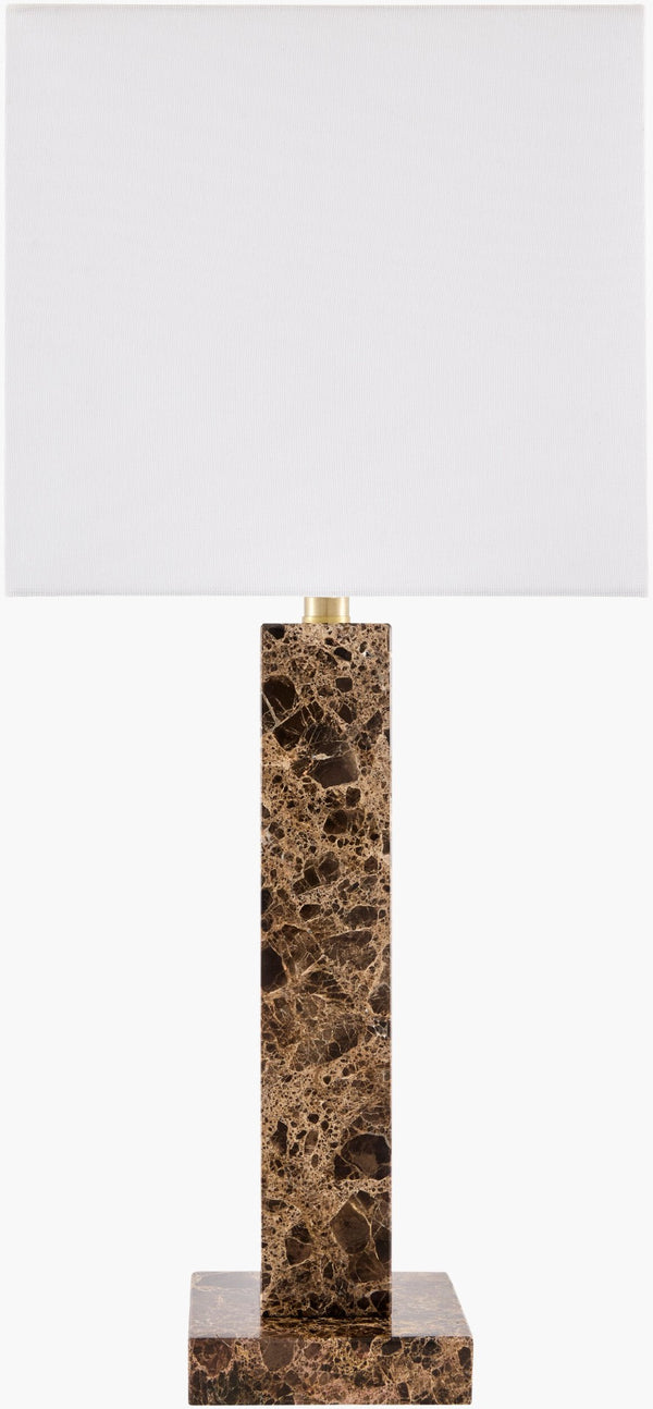 Surya Marzia Solid Marble Base Table Lamp with Linen Shade for Bedroom or Living Room MZI-007