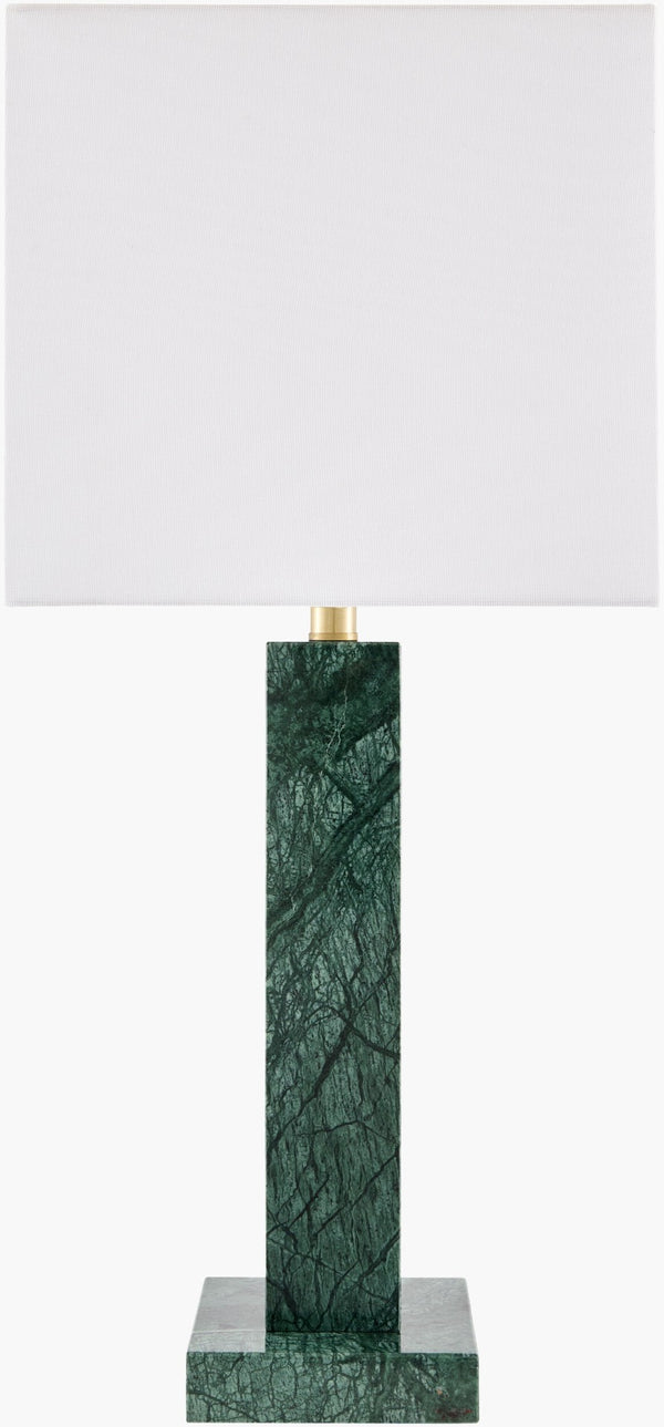 Surya Marzia Solid Marble Base Table Lamp with Linen Shade for Classic Bedroom Decor MZI-008