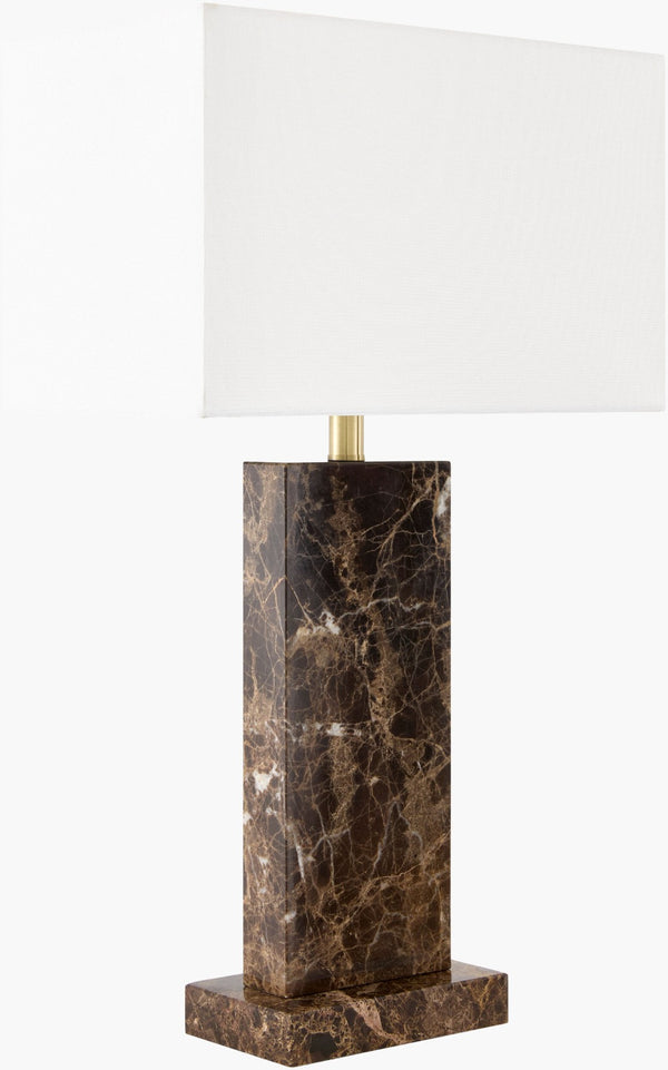 Surya Marzia Marble Base Table Lamp with Linen Shade for Nightstand or Console MZI-009