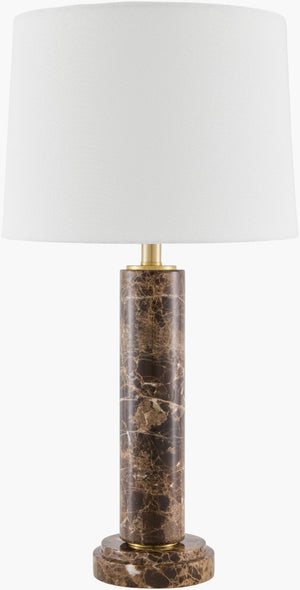 Surya Marzia Marble Base Table Lamp with Linen Shade for Bedside or Living Room Decor MZI-012