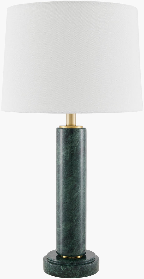Surya Marzia Marble Base Table Lamp with Linen Shade for Bedroom or Living Room MZI-013