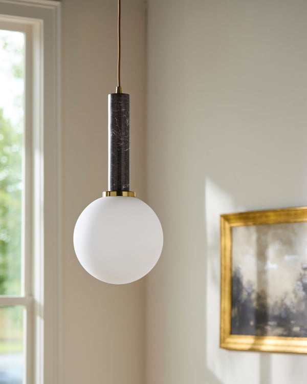 Surya Marzia Arts and Crafts Metal Stone Pendant Light for Dining Rooms and Entryways MZI-016