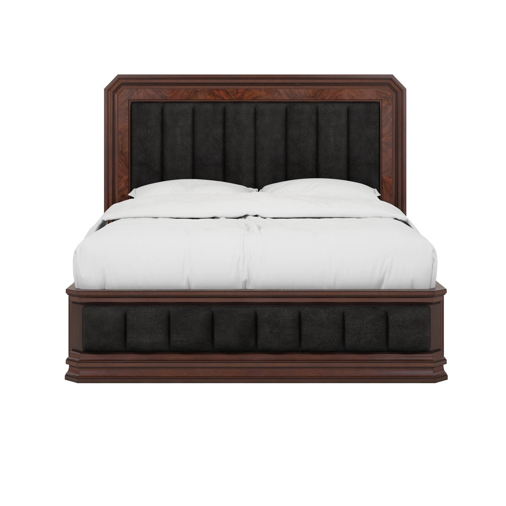 A.R.T. Furniture Revival Upholstered Bed In Charcoal Velvet - Luxurious Napa Mahogany Finish With Timeless Elegance Black, Brown Rubberwood Solids,Quarter Mahogany Veneer,Foam,Fabric,Resin 328125-1730