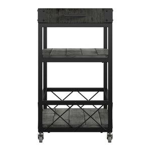 Homelegance By Top-Line Rafferty Rustic Serving Cart Black Wood