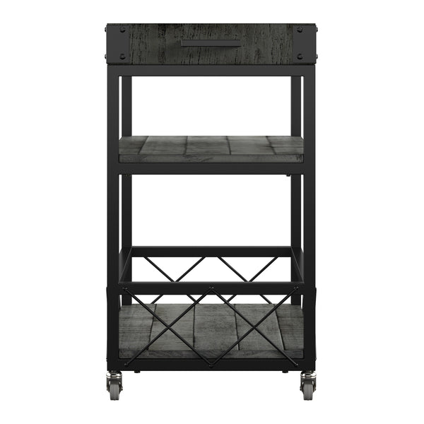 Homelegance By Top-Line Rafferty Rustic Serving Cart Black Wood