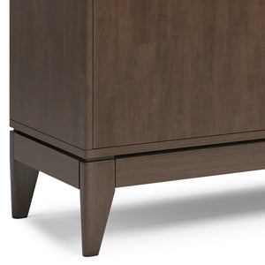 English Elm Harper Solid Hardwood Sideboard Buffet in Walnut Brown – Handcrafted Rubberwood, Mid-Century Storage Solution B136P158723