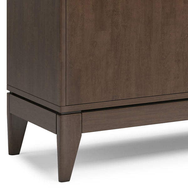 English Elm Harper Solid Hardwood Sideboard Buffet in Walnut Brown – Handcrafted Rubberwood, Mid-Century Storage Solution B136P158723